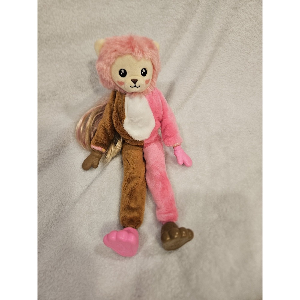 Barbie Mattel Cutie Reveal Monkey Outfit Lion Head Doll Pink Brown Plush Doll